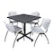 Kobe Kobe Square Table & Chair Set, Wood, Metal, Plastic Top, Grey TKB4242GY47GY - alternate 1
